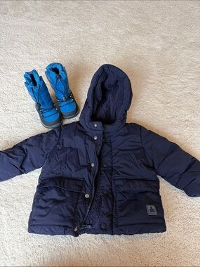 Toddler Boy Snow Boots (6M) & Winter Coat (18-24M)